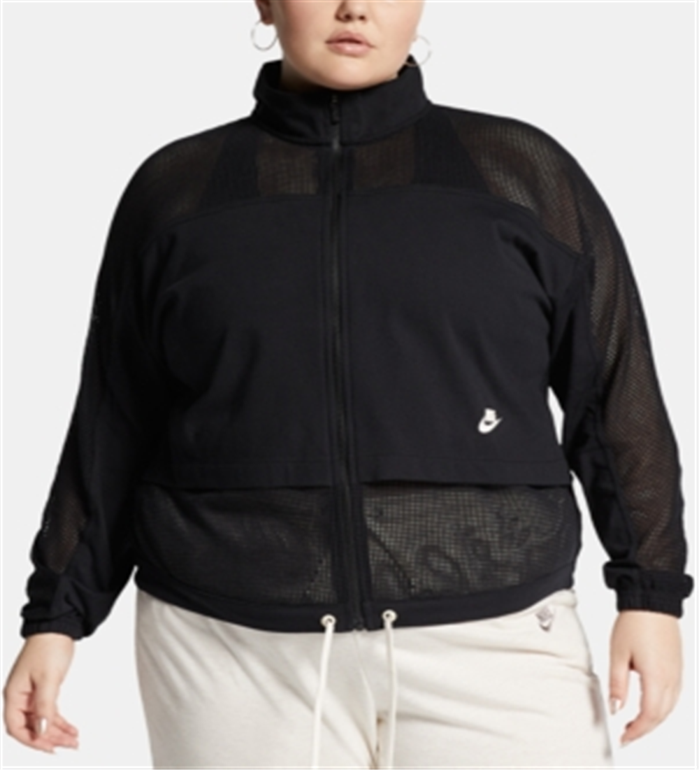 Jaqueta esportiva leve Nike Plus Loose Fit feminina, preta, tamanho 2X