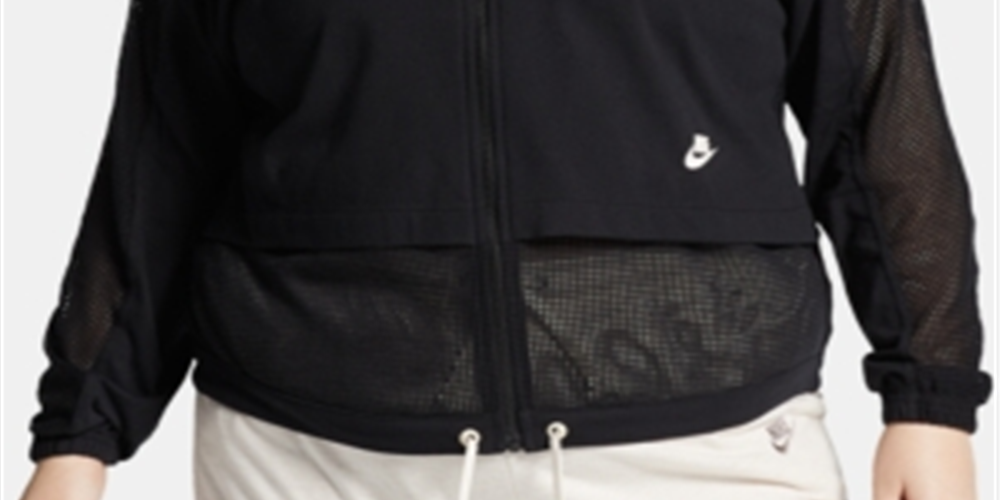 Jaqueta esportiva leve Nike Plus Loose Fit feminina, preta, tamanho 2X