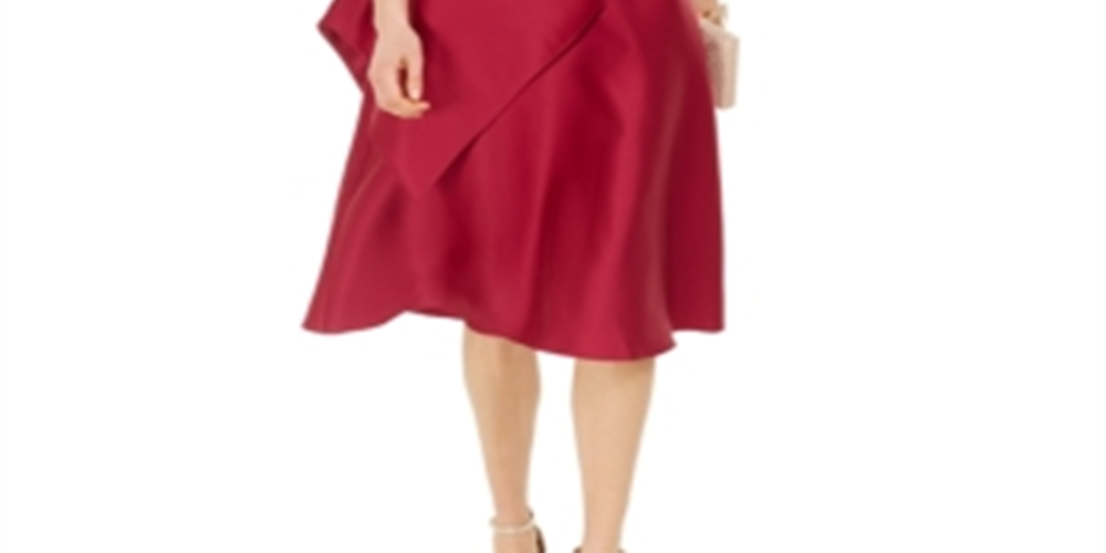 Vestido formal feminino Adrianna Papell, liso, sem mangas, decote em V, comprimento até o joelho, tamanho 10, vermelho