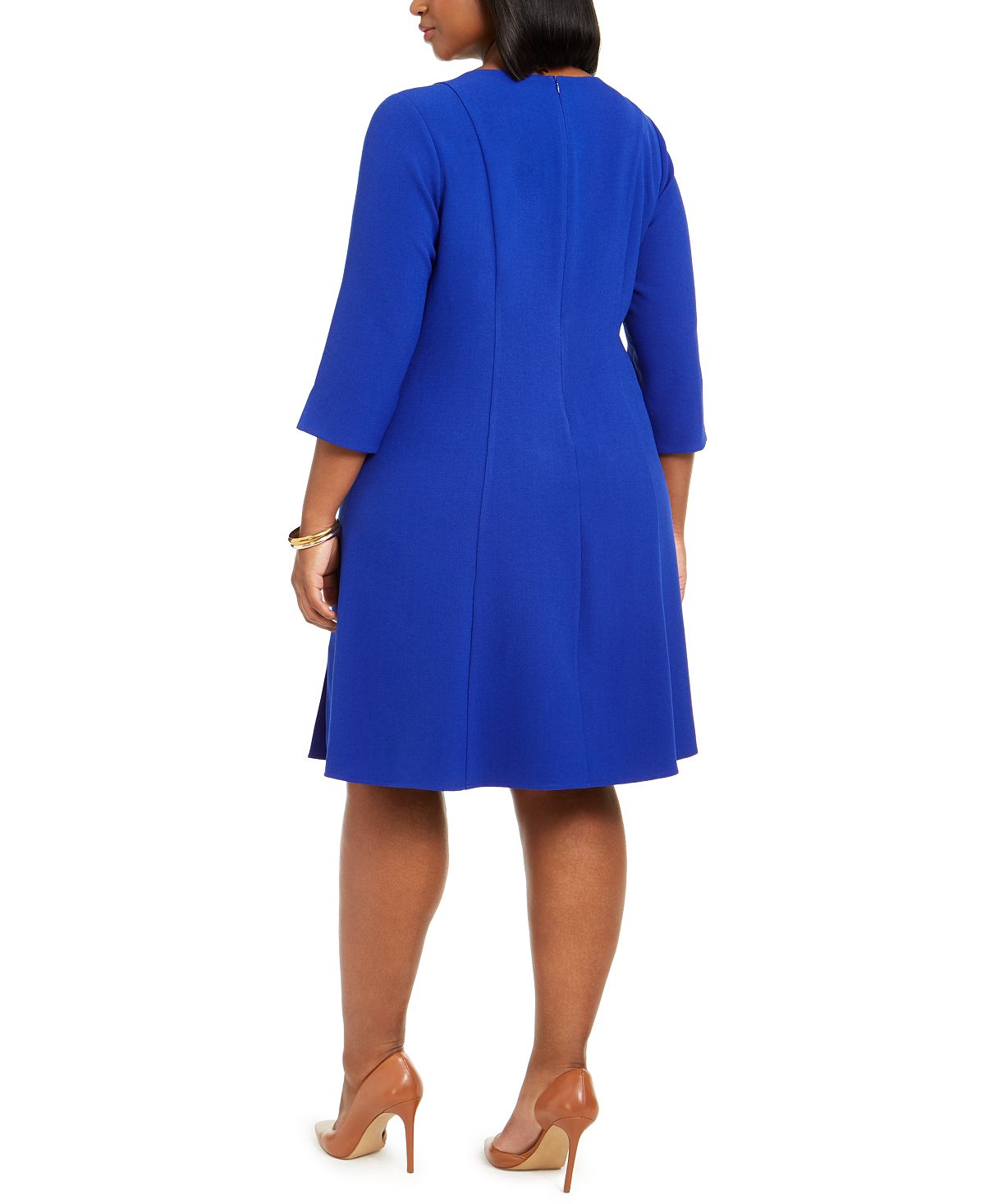 Vestido plissado plus size feminino Jessica Howard, azul, tamanho 14W
