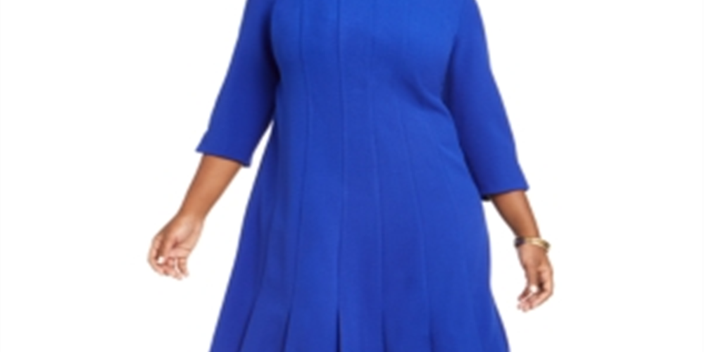 Vestido plissado plus size feminino Jessica Howard, azul, tamanho 14W