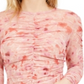 Blusa feminina Bar III transparente com estampa floral e manga comprida, gola redonda, rosa, tamanho extragrande