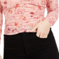Blusa feminina Bar III transparente com estampa floral e manga comprida, gola redonda, rosa, tamanho extragrande