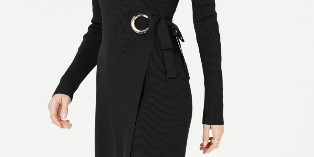 Vestido suéter feminino INC International Concepts, preto, tamanho grande