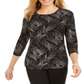 Blusa feminina estampada em jacquard, preta, tamanho pequeno, da coleção JM