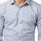 Camisa social masculina Bar III com gola floral e corte slim, azul, tamanho 15x32x33