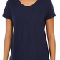 Camiseta feminina de algodão com gola redonda Style &amp; Co, azul-marinho, tamanho XXL