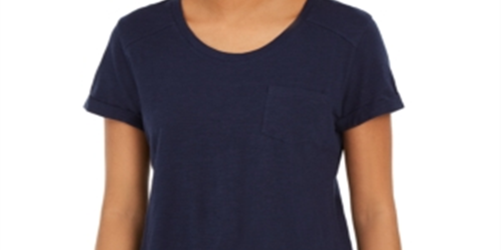 Camiseta feminina de algodão com gola redonda Style &amp; Co, azul-marinho, tamanho XXL