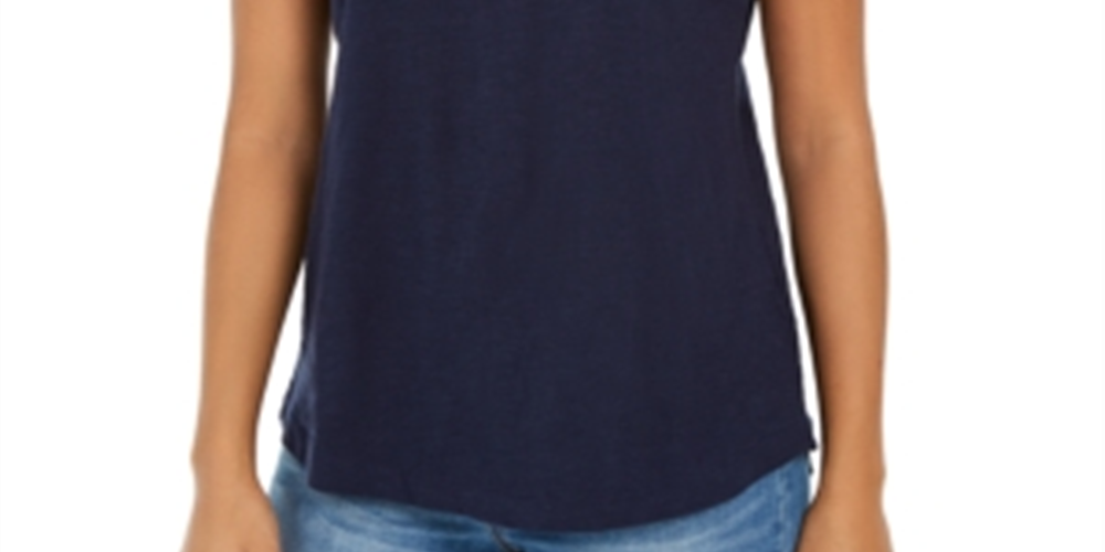 Camiseta feminina de algodão com gola redonda Style &amp; Co, azul-marinho, tamanho XXL