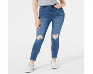 Celebrity Pink Women's Curvy High Rise Destructed Ankle Skinny Jeans Blue Size 9