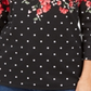 Blusa feminina Karen Scott Emily com estampa de gola canoa, preta, tamanho X-S