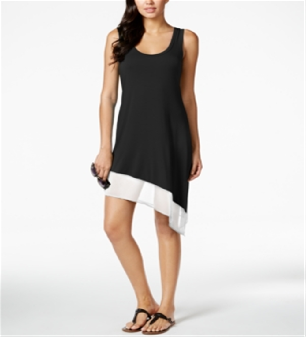 Vestido de saída de banho assimétrico Calvin Klein feminino, preto, tamanho pequeno