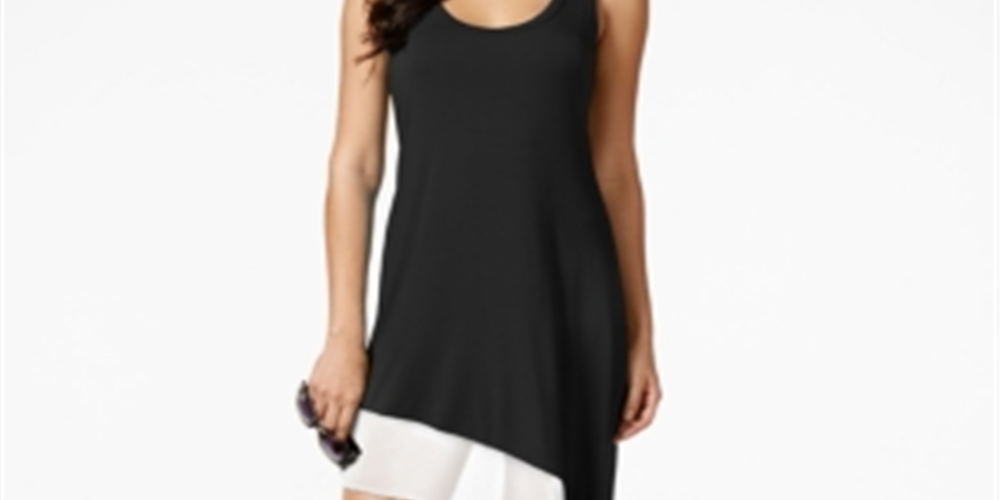 Vestido de saída de banho assimétrico Calvin Klein feminino, preto, tamanho pequeno