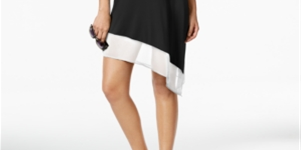 Vestido de saída de banho assimétrico Calvin Klein feminino, preto, tamanho pequeno