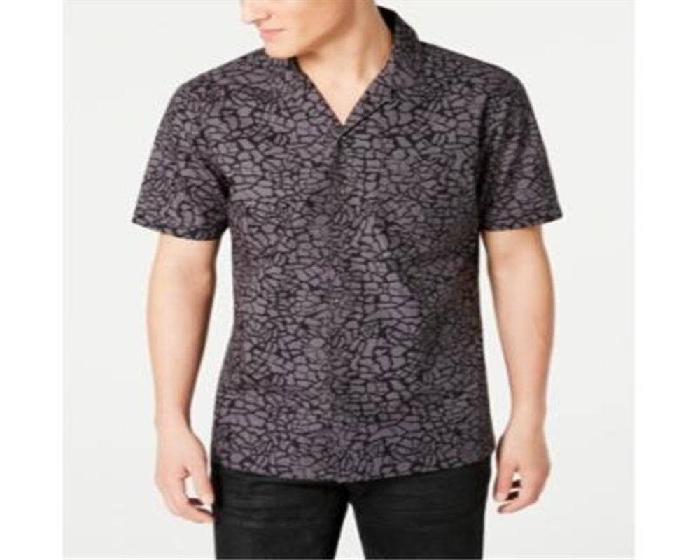 Camisa masculina com estampa animal da INC International Concepts, preta, tamanho extragrande
