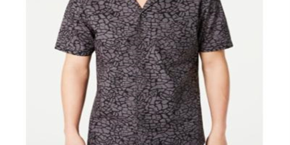 Camisa masculina com estampa animal Camp da INC International Concepts, cinza, tamanho pequeno