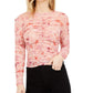 Blusa franzida com estampa floral feminina Bar III, rosa, tamanho 2XL