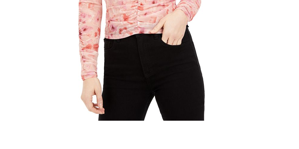 Blusa franzida com estampa floral feminina Bar III, rosa, tamanho 2XL