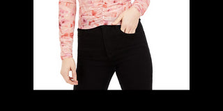 Blusa franzida com estampa floral feminina Bar III, rosa, tamanho 2XL