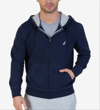 Moletom com capuz Nautica masculino Big &amp; Tall com zíper completo, azul, tamanho 46