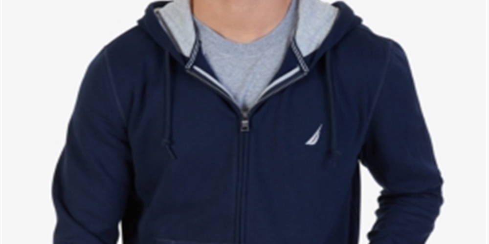Moletom com capuz Nautica masculino Big &amp; Tall com zíper completo, azul, tamanho 46