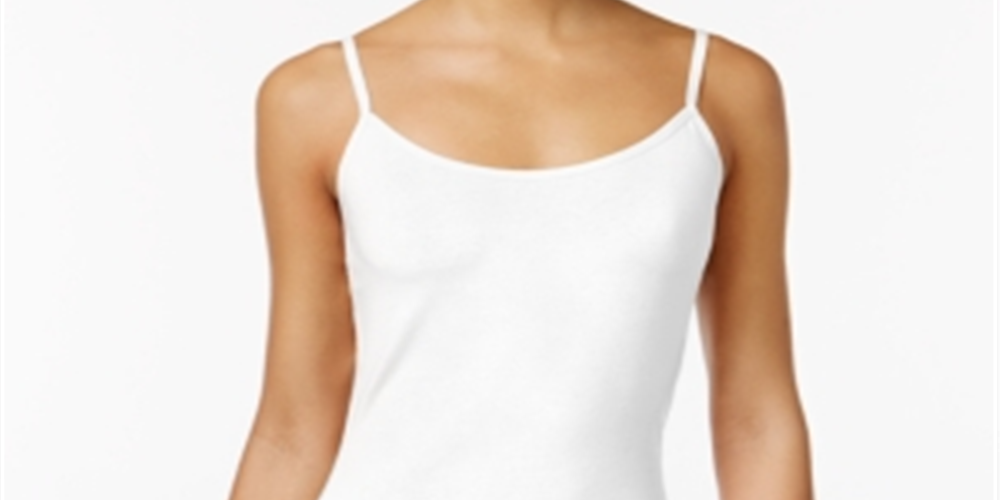 Planet Gold Regata feminina elástica ajustável com alças finas e decote redondo, branca, tamanho extrapequeno