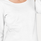 Karen Scott Blusa feminina de algodão com manga 3/4 e decote redondo, branca, tamanho pequeno GG