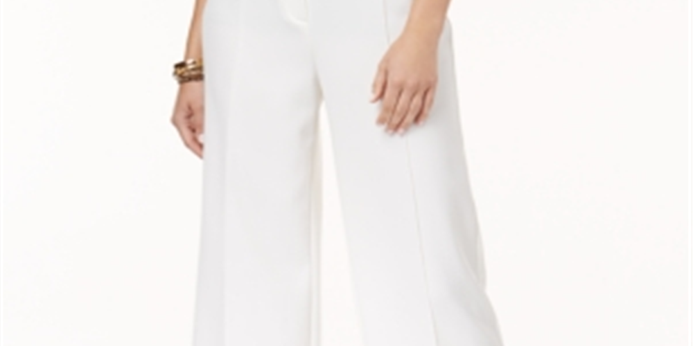 Calça feminina Alfani Wide Leg Branca Tamanho 4 P