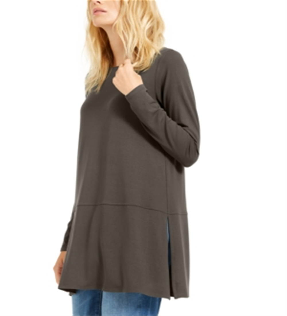 Blusa túnica feminina Eileen Fisher com decote canoa, marrom, tamanho P/P