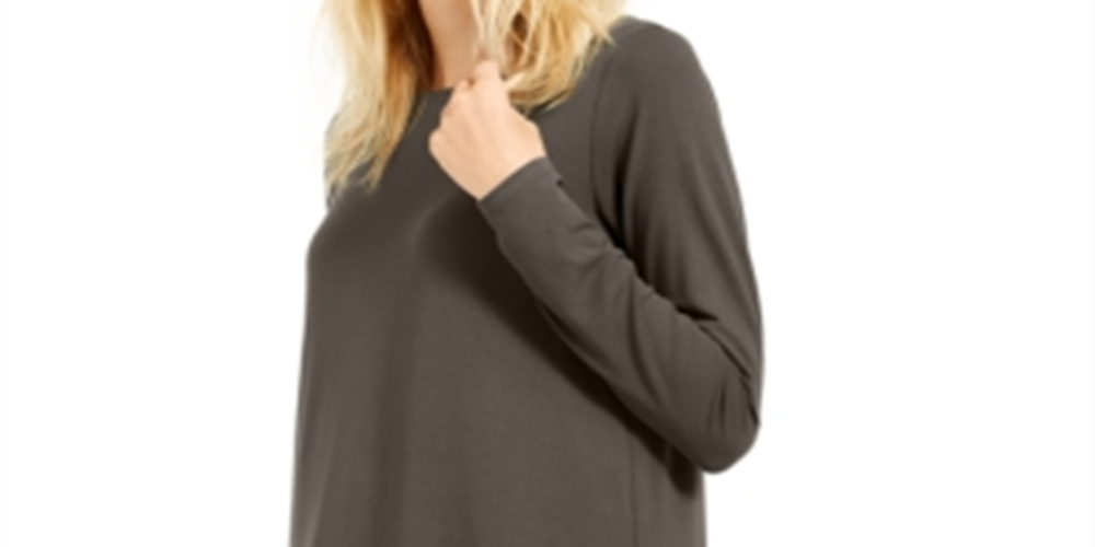 Blusa túnica feminina Eileen Fisher com decote canoa, marrom, tamanho P/P