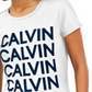 Camiseta Calvin Klein Feminina Flocada com Logo Branco Tamanho X-G