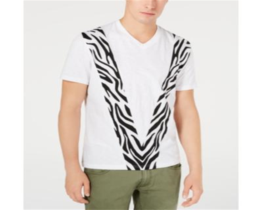 Camiseta masculina com estampa zebra da INC International Concepts, branca, tamanho pequeno