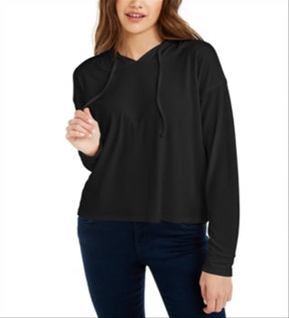 Pulôver com capuz e malha canelada Pink Rose Junior, preto, tamanho médio