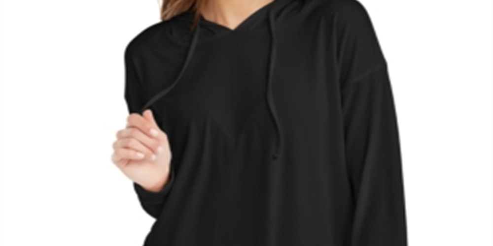 Pulôver com capuz e malha canelada Pink Rose Junior, preto, tamanho médio