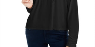 Pulôver com capuz e malha canelada Pink Rose Junior, preto, tamanho médio