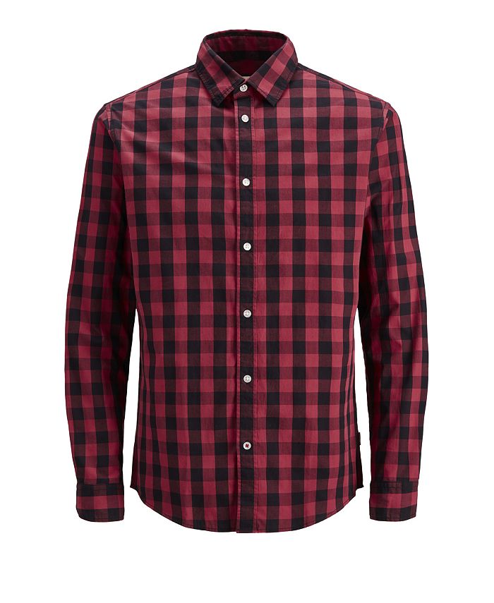 Camisa xadrez essencial masculina Jack &amp; Jones vermelha tamanho médio