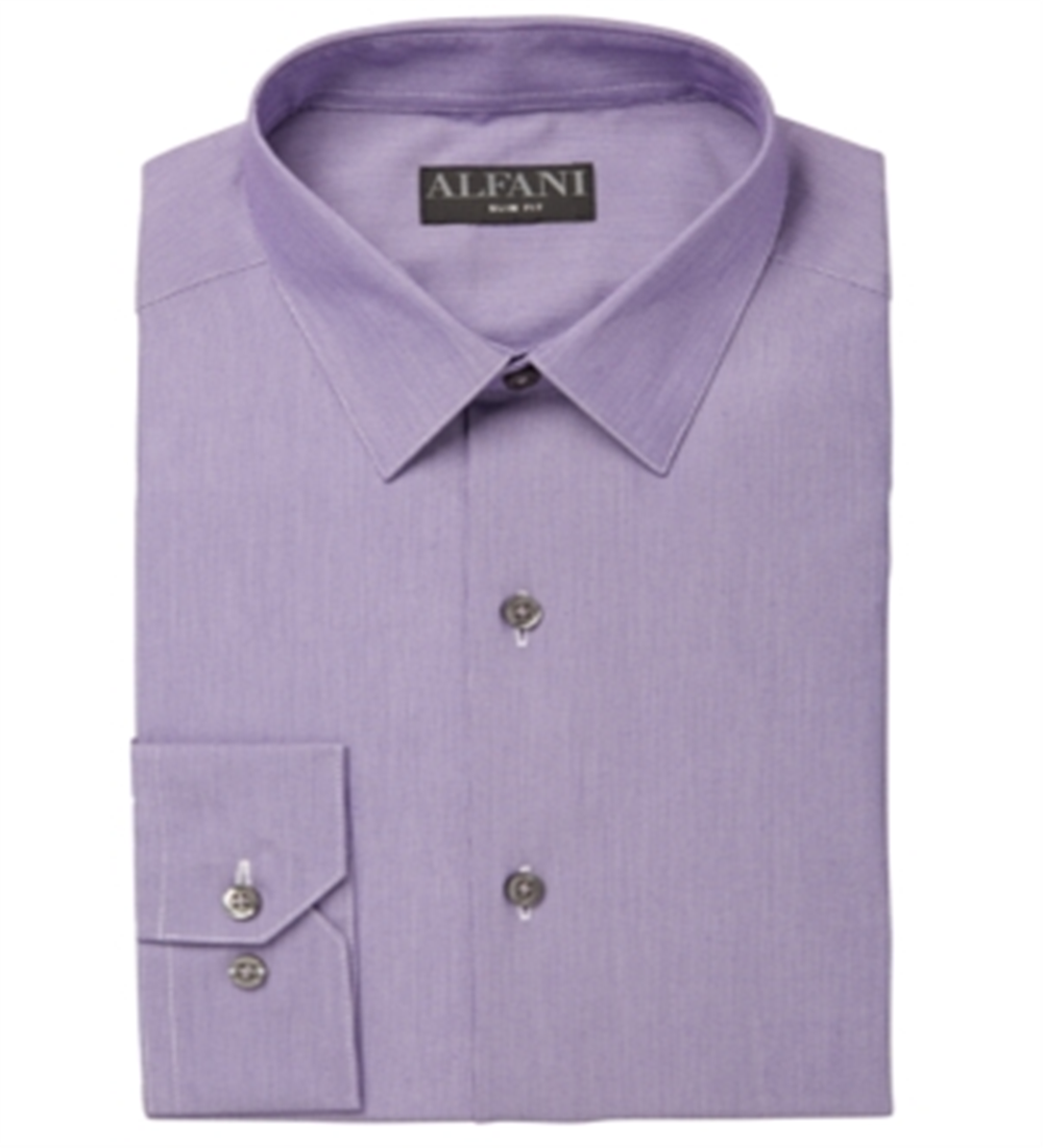 Camisa social masculina Alfani com gola estampada, roxa, tamanho 16 x 32 x 33, tamanho G
