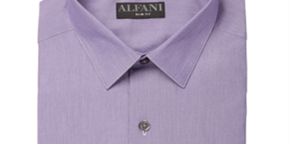Camisa social masculina Alfani com gola estampada, roxa, tamanho 16 x 32 x 33, tamanho G