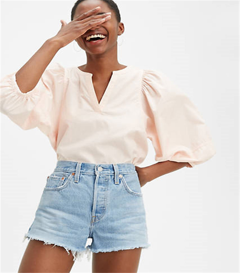Shorts jeans Levi's 501 algodão cintura alta feminino, azul, tamanho 31