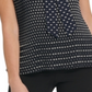 Blusa plissada com estampa de bolinhas e decote redondo DKNY feminina, azul