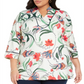 Túnica feminina com estampa floral Charter Club, branca, tamanho -0X