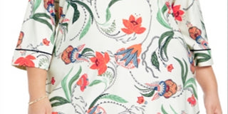 Túnica feminina com estampa floral Charter Club, branca, tamanho -0X