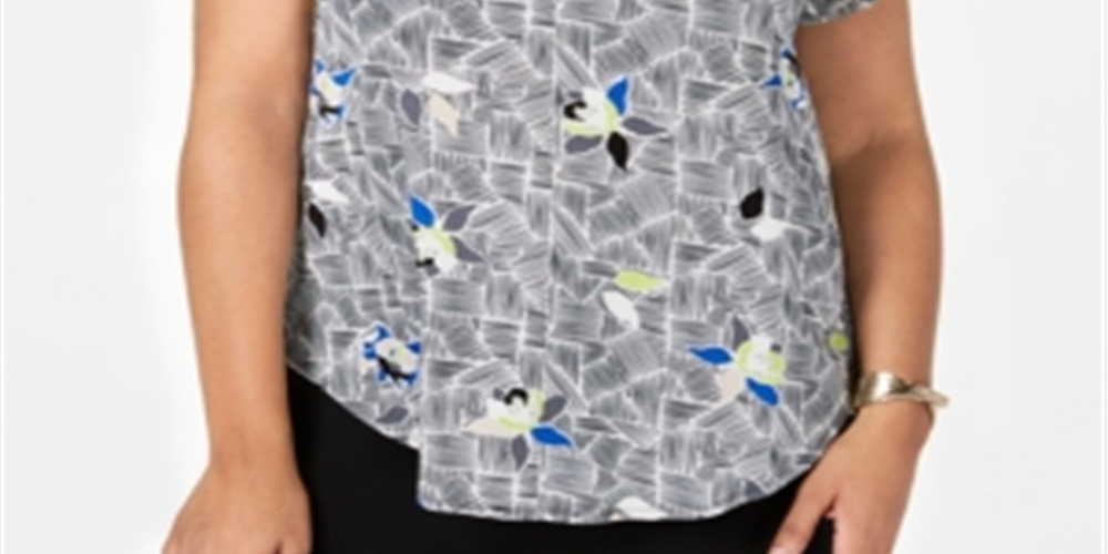 Blusa feminina Alfani Plus com estampa floral, preta, tamanho 0X