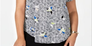 Blusa feminina Alfani Plus com estampa floral, preta, tamanho 0X