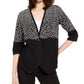 Cardigan feminino Alfani estampado assimétrico com frente aberta, preto, tamanho pequeno