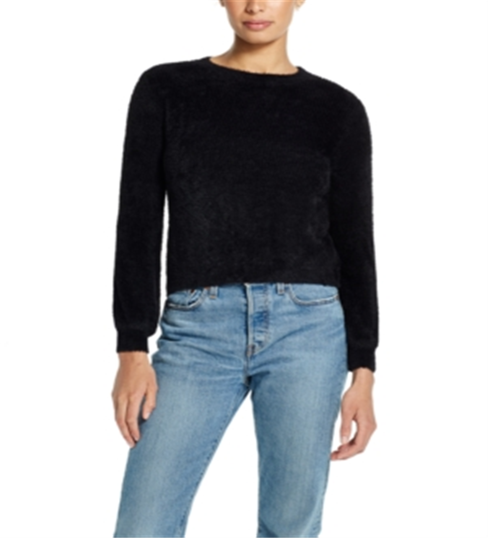 Suéter vintage feminino à prova de intempéries com cílios, preto, tamanho médio