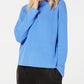Suéter feminino Eileen Fisher orgânico com gola funil, azul, tamanho pequeno grande