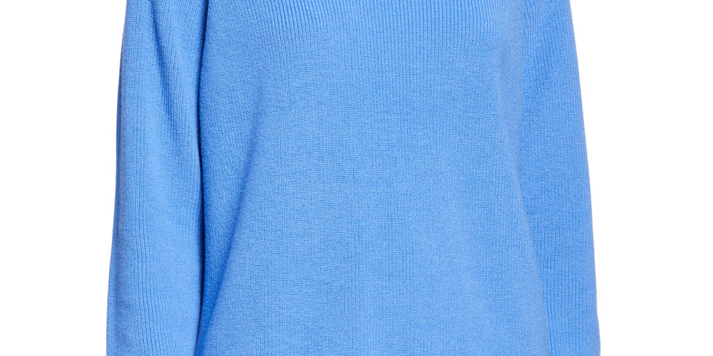 Suéter feminino Eileen Fisher orgânico com gola funil, azul, tamanho pequeno grande