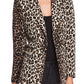 Blazer feminino elegante com listras de leopardo, preto, tamanho 2, da Vince Camuto