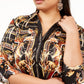 Blusa feminina plus size estampada com amarração frontal, preta, tamanho 4XL, da INC International Concepts